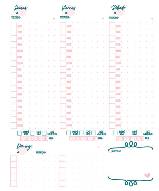 Planner semanal con horarios - con detalle*