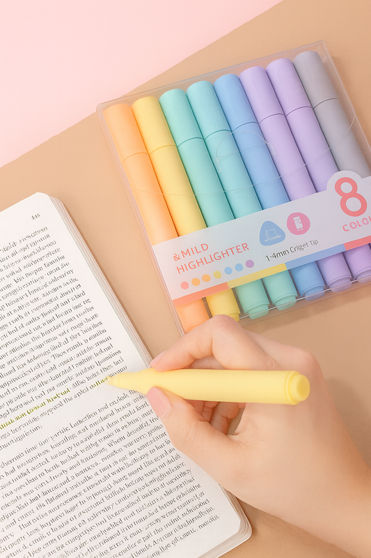 Set de 8 marcatextos pastel punta cincel