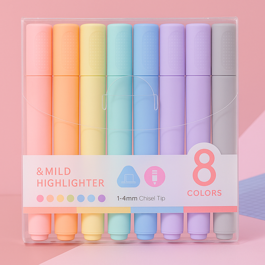 Set de 8 marcatextos pastel punta cincel