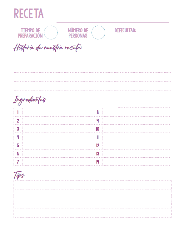 Recetario + Planner de Menús Picol