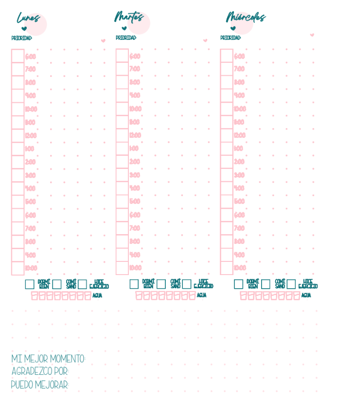 Planner semanal con horarios - con detalle*
