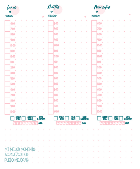 Planner semanal con horarios - con detalle*