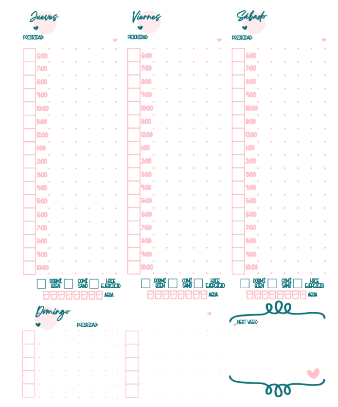 Planner semanal con horarios - con detalle*