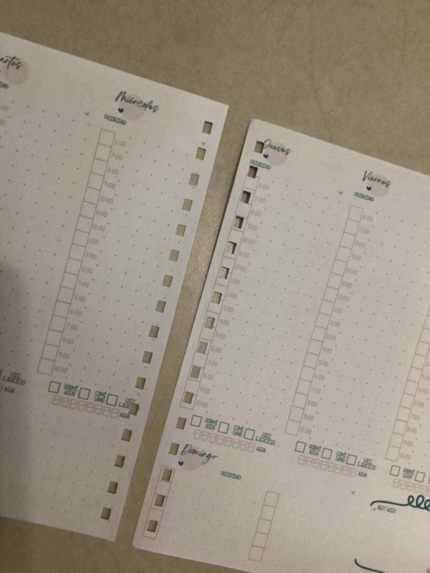 Planner semanal con horarios - con detalle*