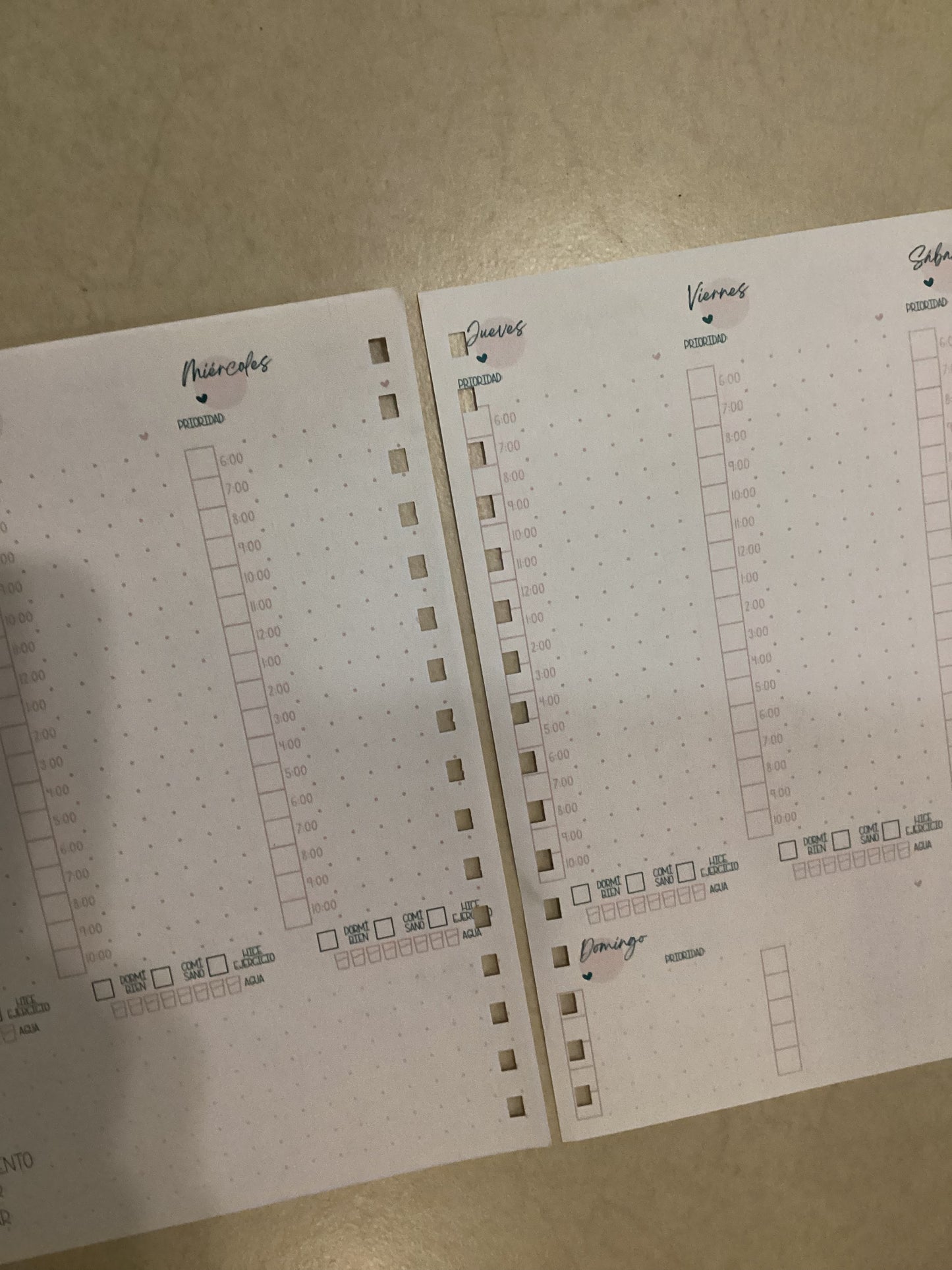 Planner semanal con horarios - con detalle*