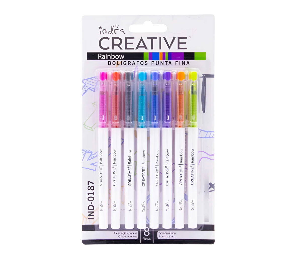 Set de 8 plumas de gel – Indra Rainbow