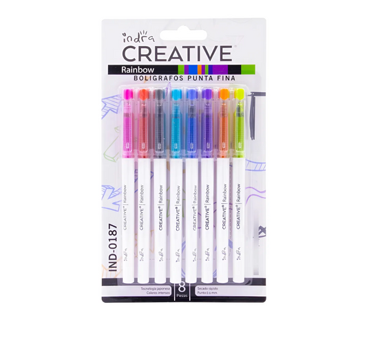 Set de 8 plumas de gel – Indra Rainbow