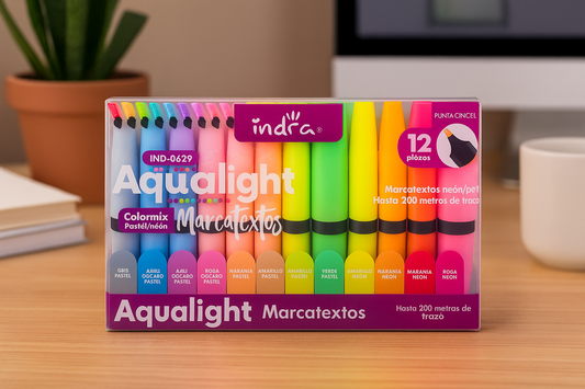 Set de Marcatextos Pastel y Neón Indra Aqualight