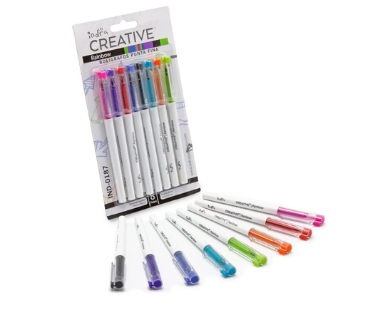 Set de 8 plumas de gel – Indra Rainbow