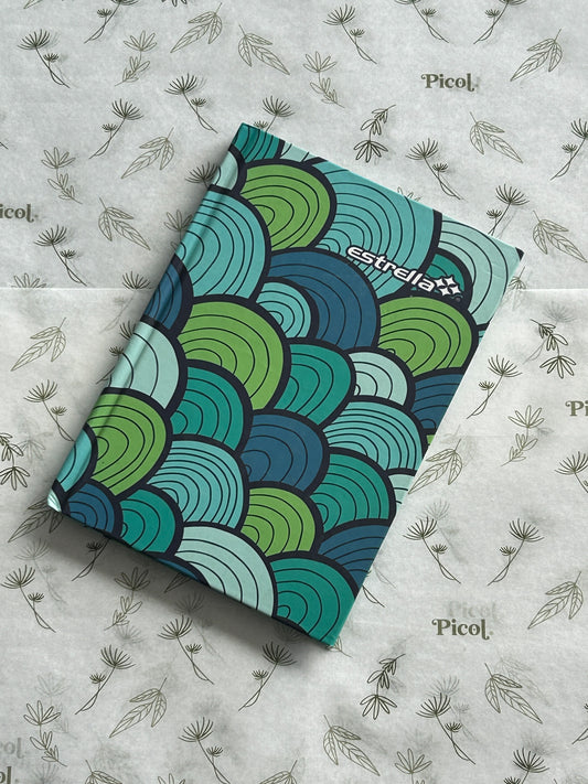 Libreta mini pasta dura hojas de raya estrella azul