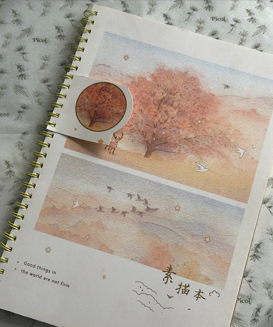 Sketch book flower 38x27 grande hojas color hueso
