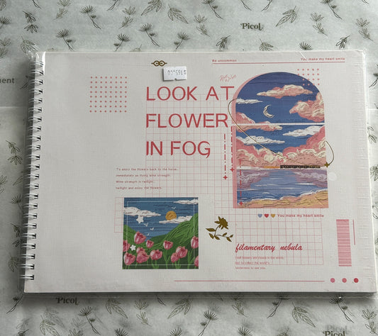 Sketch book profesional flower horizontal  hojas color hueso