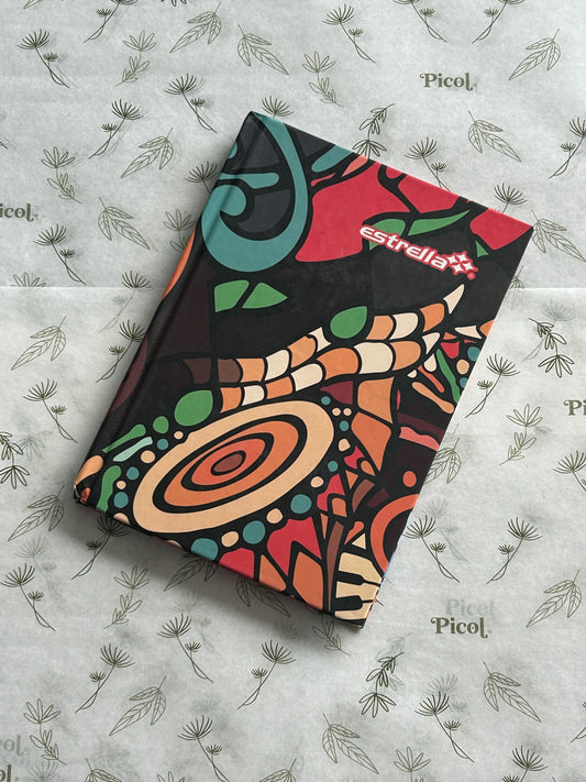Libreta mini pasta dura hojas de raya estrella naranja