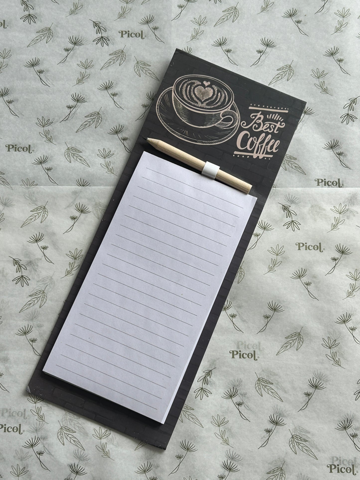 Block de notas para refrigerador con iman cafe
