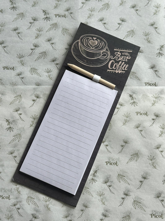 Block de notas para refrigerador con iman cafe